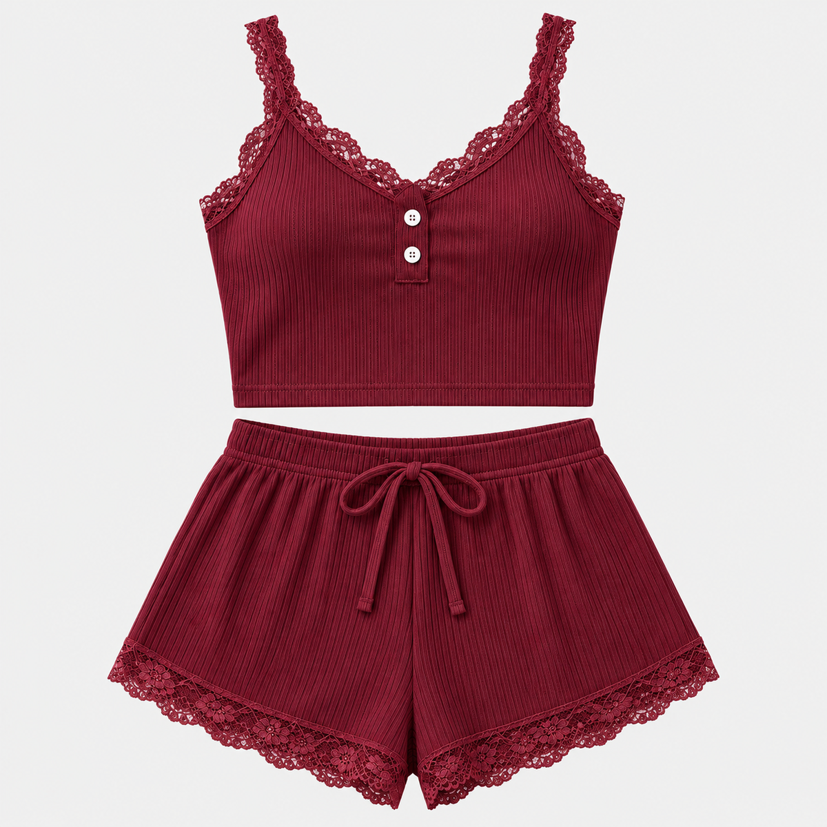 Conjunto Mimo de morley con encaje · Top y short